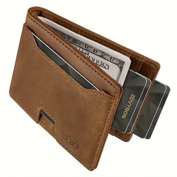 Real Leather RFID Blocking Slim Bifold Wallet