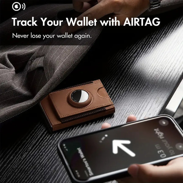 Brown AirTag Wallet For Men